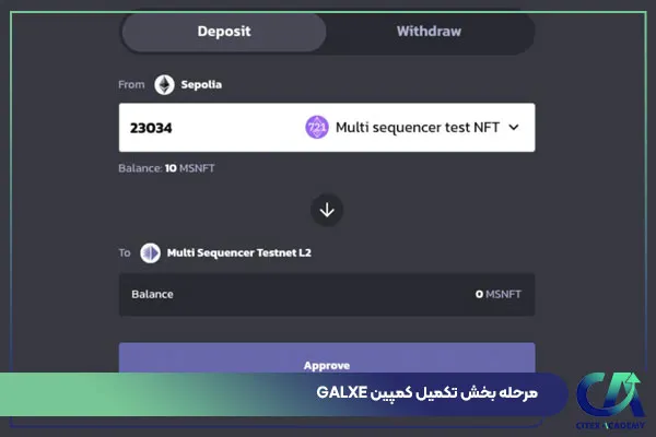 مرحله بخش تکمیل کمپین Galxe