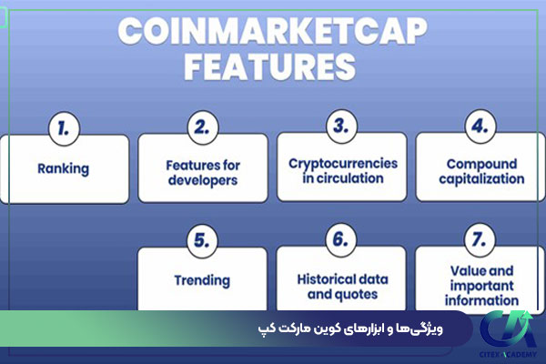 ویژگی‌ها و ابزارهای کوین مارکت کپ